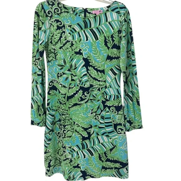 Lilly Pulitzer Ritchie Dress Boat Neck 3/4 Sleeve Silk Cotton Blend Mini Dress S - Picture 4 of 10